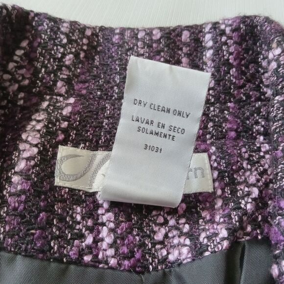Dress Barn Shades of Purple Fringe Tweed Padded Shoulder Blazer Jacket Women's 8 - Picture 4 of 11